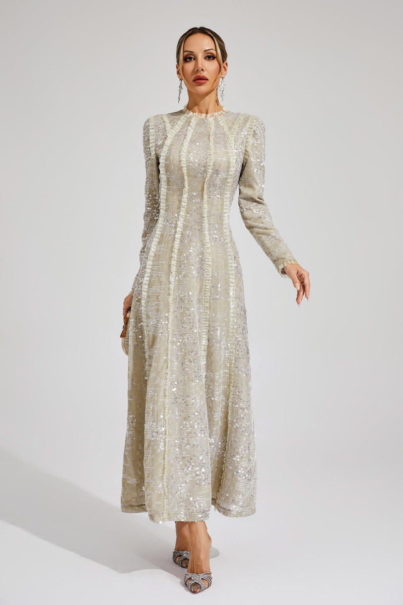 Odelette Apricot Sequin Maxi Dress
