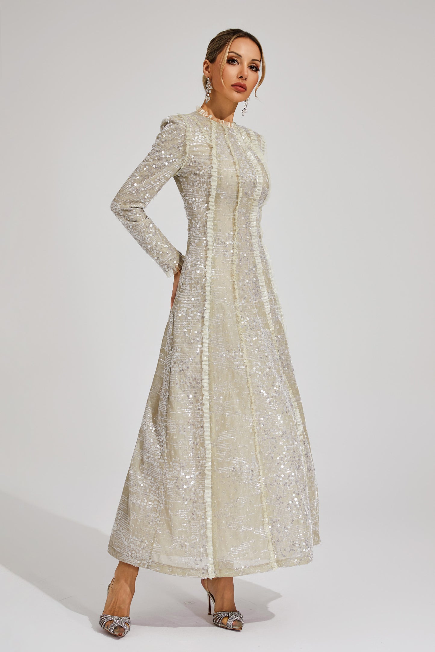 Odelette Apricot Sequin Maxi Dress