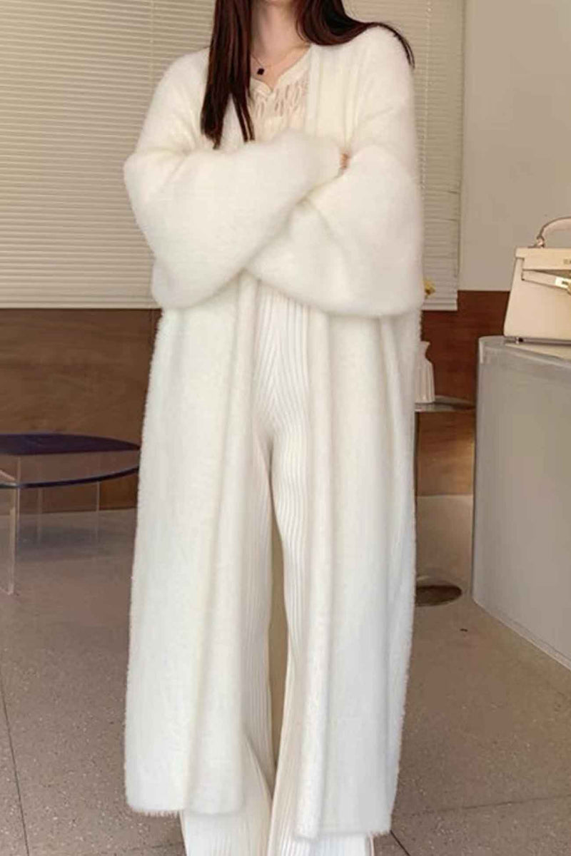 Color Fuzzy Long Cardigan