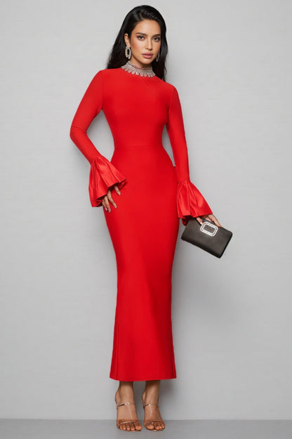 Jensen Rhinestone Bandage Maxi Dress