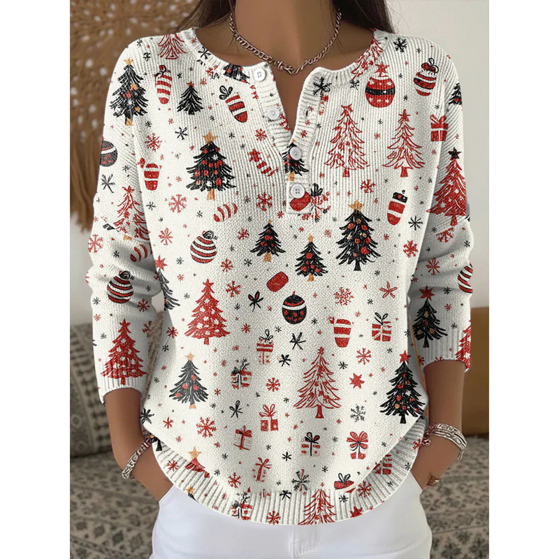 Kendra – Festive Button-up Christmas Sweater