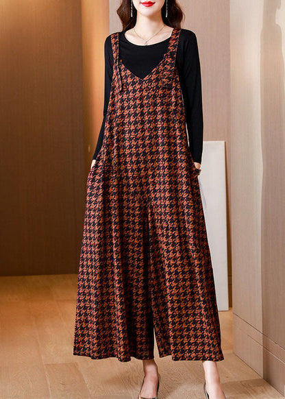 Orange Print Cotton Jumpsuits Two-piece Set Wide Leg Pants Spring Ac2027
