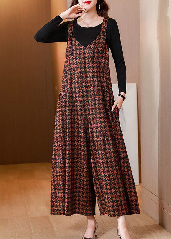 Orange Print Cotton Jumpsuits Two-piece Set Wide Leg Pants Spring Ac2027
