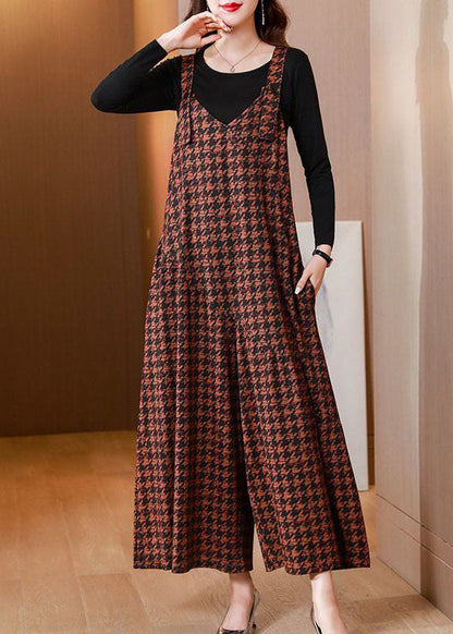 Orange Print Cotton Jumpsuits Two-piece Set Wide Leg Pants Spring Ac2027