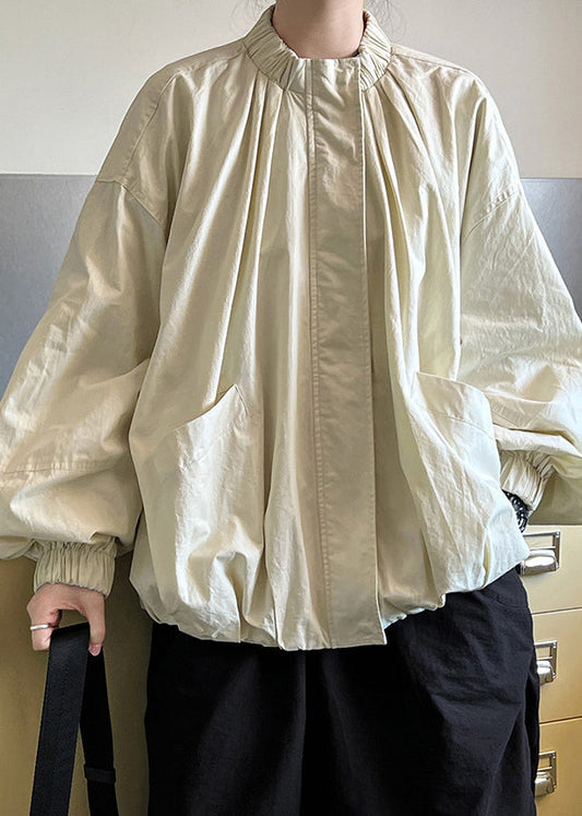 Organic Apricot Pockets Patchwork Coat Long Sleeve Qe074