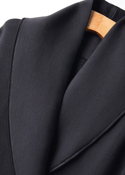 Organic Black Peter Pan Collar Button Cotton Coats Batwing Sleeve Ql046