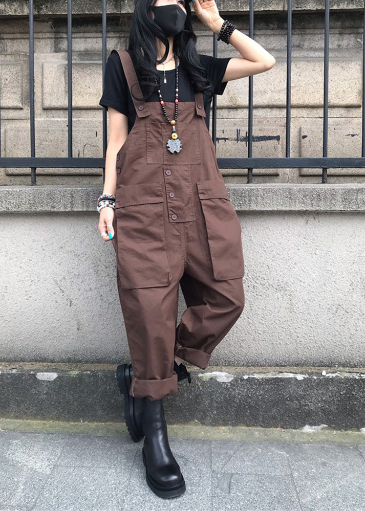 Organic Coffee Overalls Jumpsuit Summer Ty1001