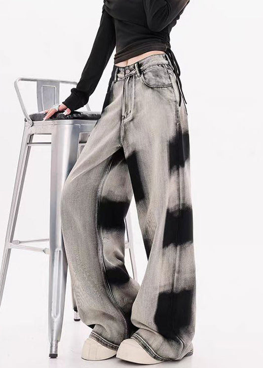 Original Design Gradient Tie Dye Denim Wide Leg Pants Fall Wp045