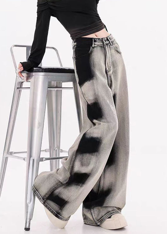 Original Design Gradient Tie Dye Denim Wide Leg Pants Fall Wp045
