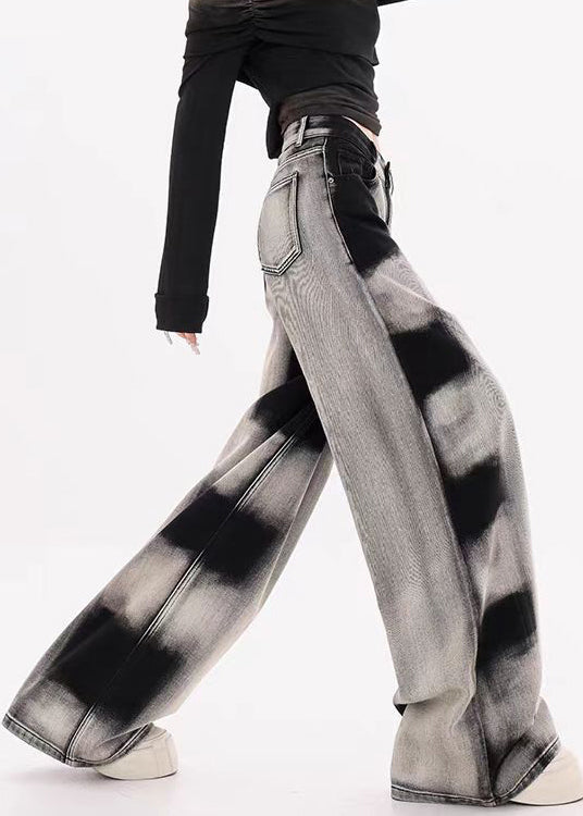 Original Design Gradient Tie Dye Denim Wide Leg Pants Fall Wp045