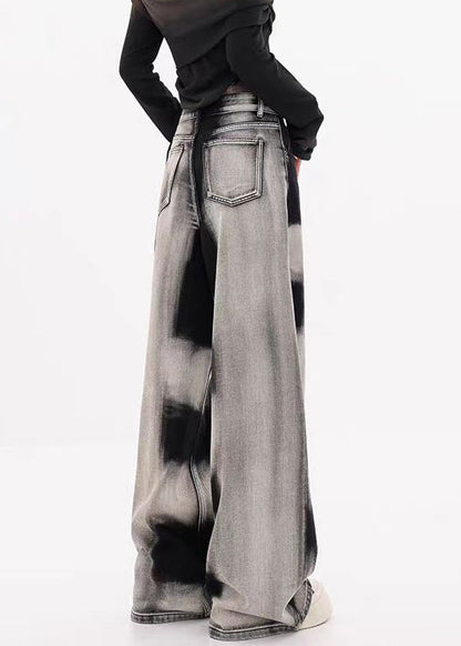 Original Design Gradient Tie Dye Denim Wide Leg Pants Fall Wp045