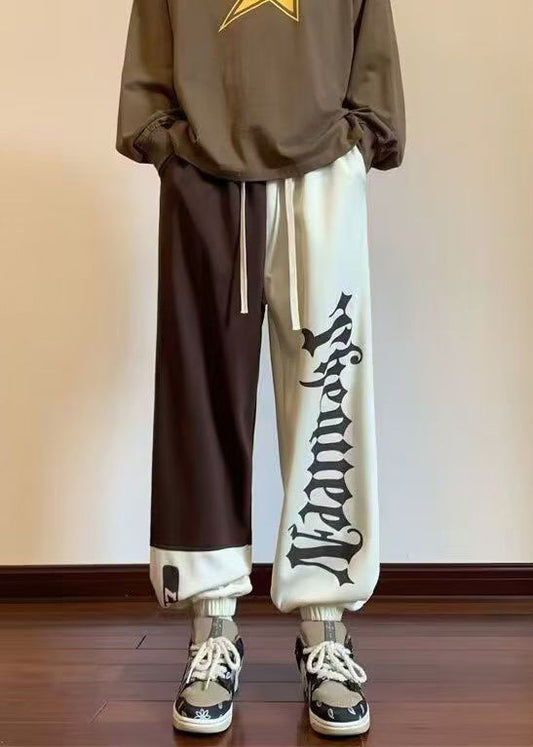 Original Design Khaki Asymmetrical Elastic Waist Cotton Pants Fall Wa058