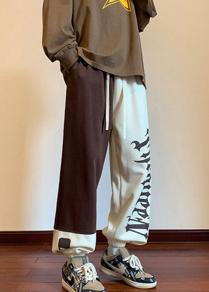 Original Design Khaki Asymmetrical Elastic Waist Cotton Pants Fall Wa058