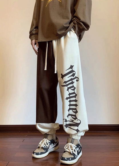 Original Design Khaki Asymmetrical Elastic Waist Cotton Pants Fall Wa058