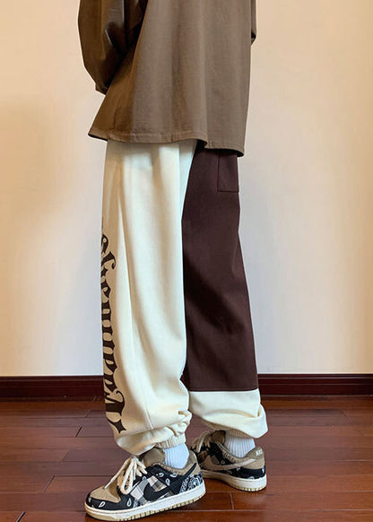 Original Design Khaki Asymmetrical Elastic Waist Cotton Pants Fall Wa058