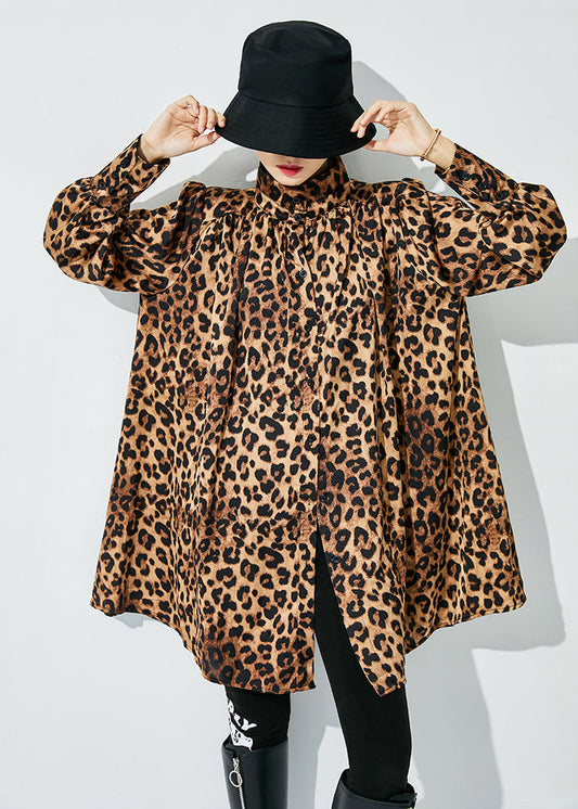 Original Design Oversized Leopard Print Blouses Spring Ly0820