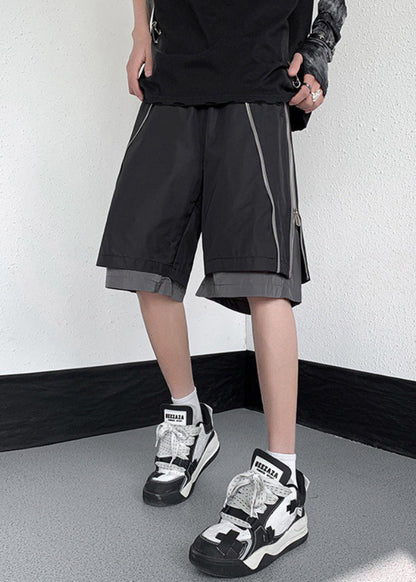 Cotton Original Grey Zippered Two Pieces Summer Shorts False