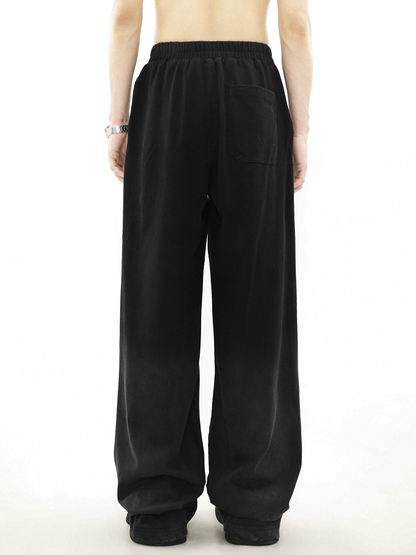 Oversize Damage Long-sleeve T-shirt & Wide-leg Sweatpants Set