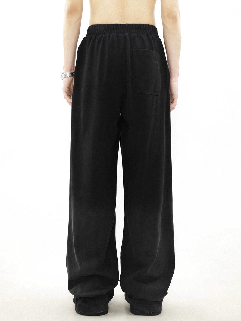 Oversize Damage Long-sleeve T-shirt & Wide-leg Sweatpants Set