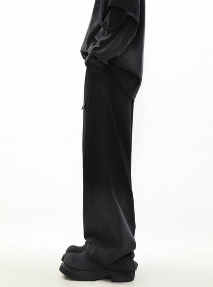 Oversize Damage Long-sleeve T-shirt & Wide-leg Sweatpants Set