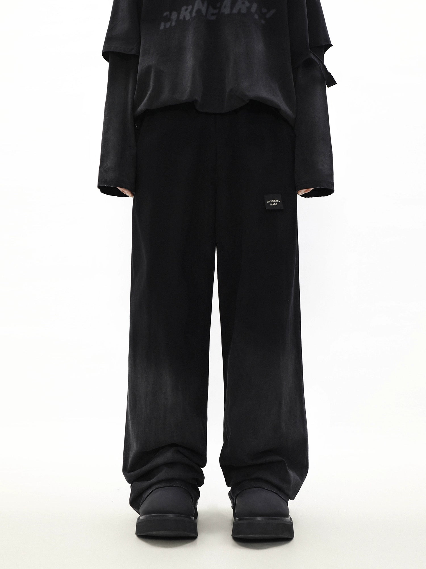Oversize Damage Long-sleeve T-shirt & Wide-leg Sweatpants Set