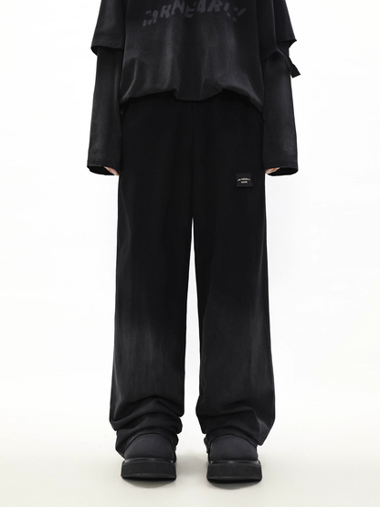 Oversize Damage Long-sleeve T-shirt & Wide-leg Sweatpants Set
