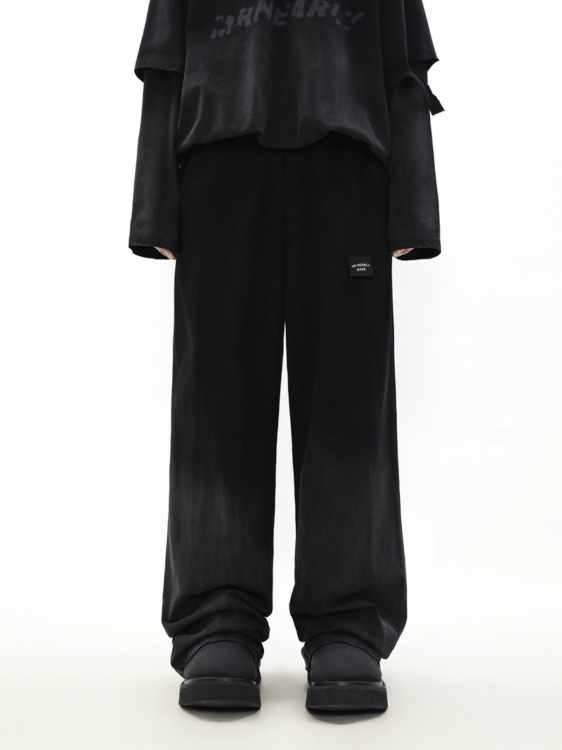 Oversize Damage Long-sleeve T-shirt & Wide-leg Sweatpants Set