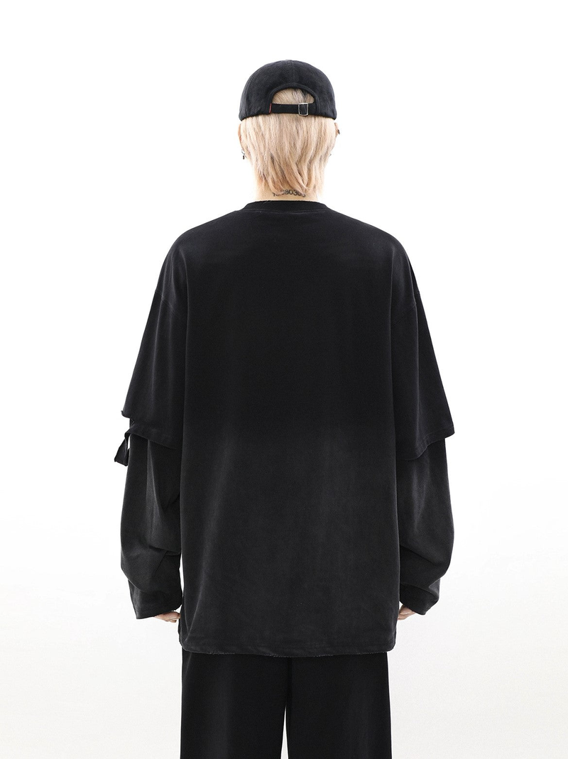 Oversize Damage Long-sleeve T-shirt & Wide-leg Sweatpants Set