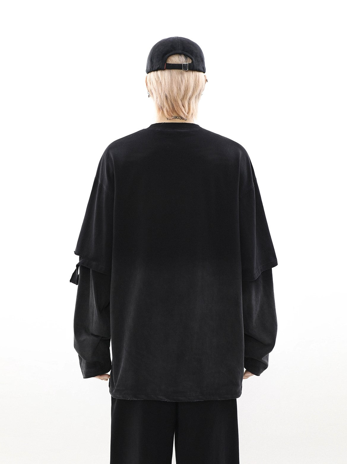 Oversize Damage Long-sleeve T-shirt & Wide-leg Sweatpants Set