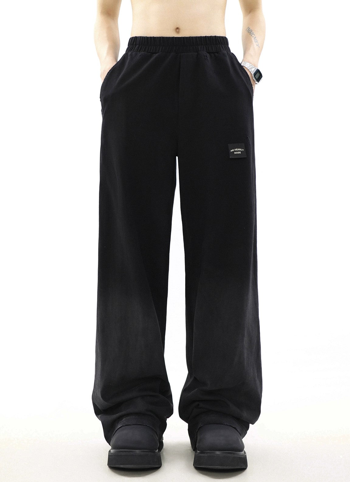 Oversize Damage Long-sleeve T-shirt & Wide-leg Sweatpants Set