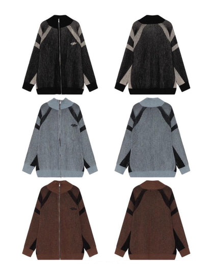 High-neck Oversize Knit Cardigan
