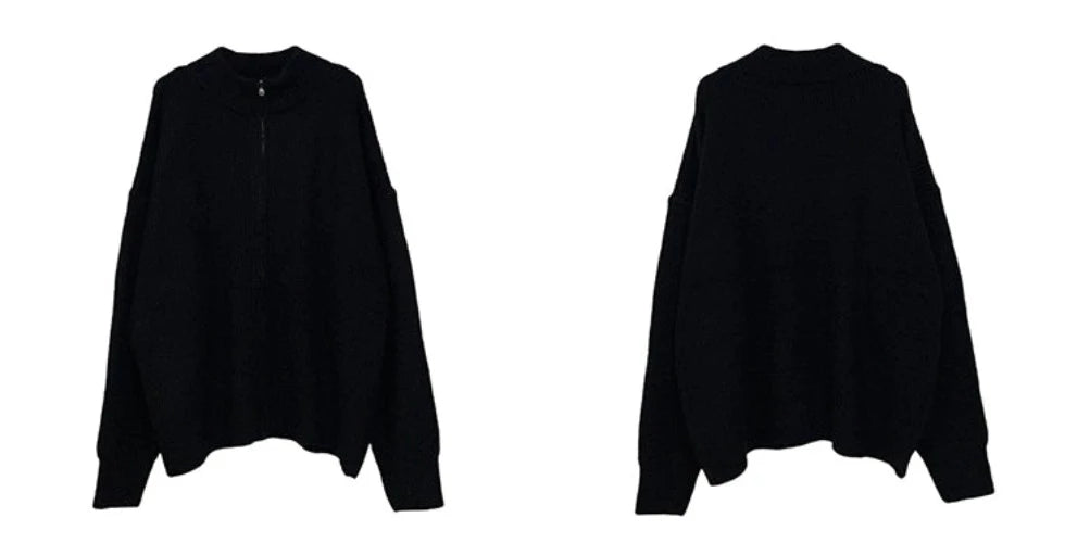 Cozy Oversized Zipper Knit Cardigan