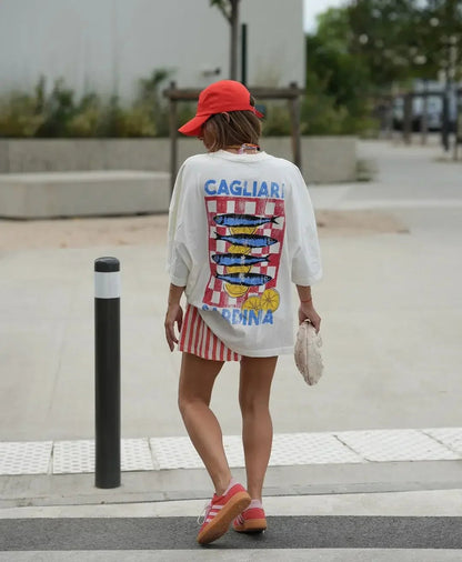 Oversized Y2k Summer Fish Graphic T-shirt