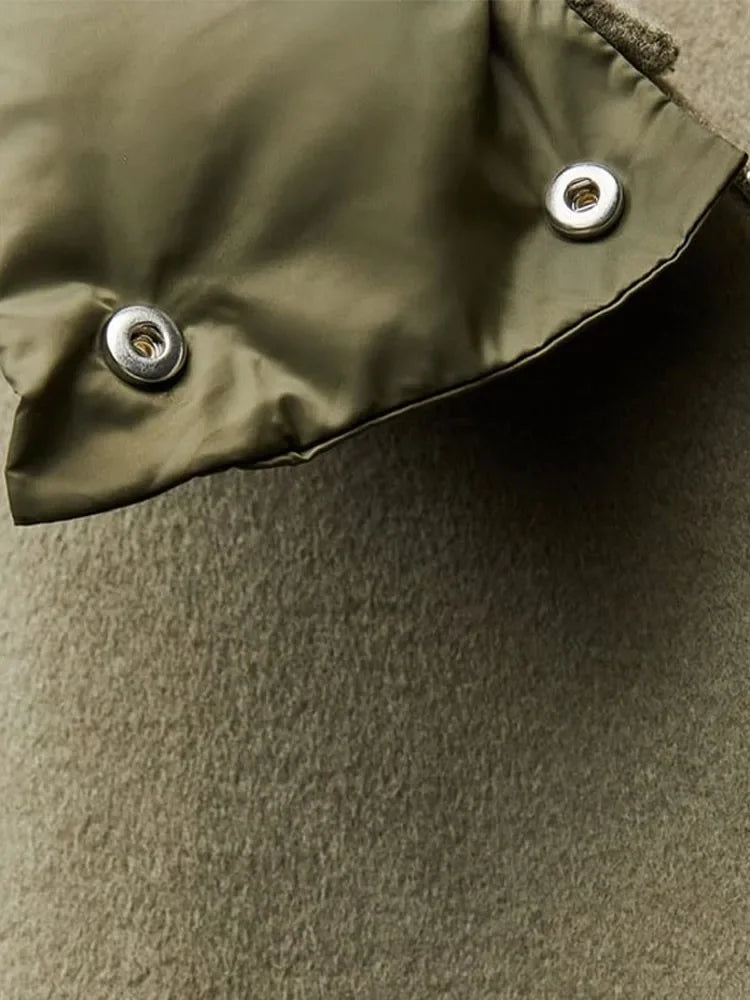 Oversized Hooded Thicken Patchwork Long Winter Warm Street Coat
