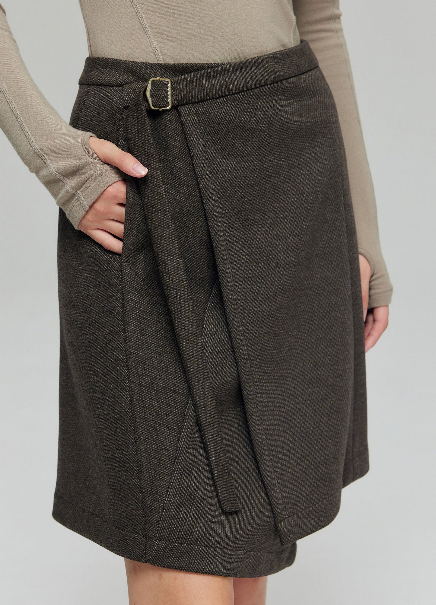 Side Buckle Wrap Skirt