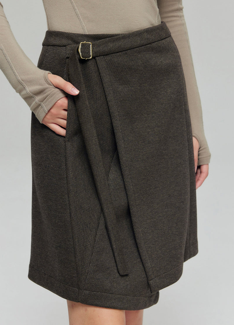 Side Buckle Wrap Skirt
