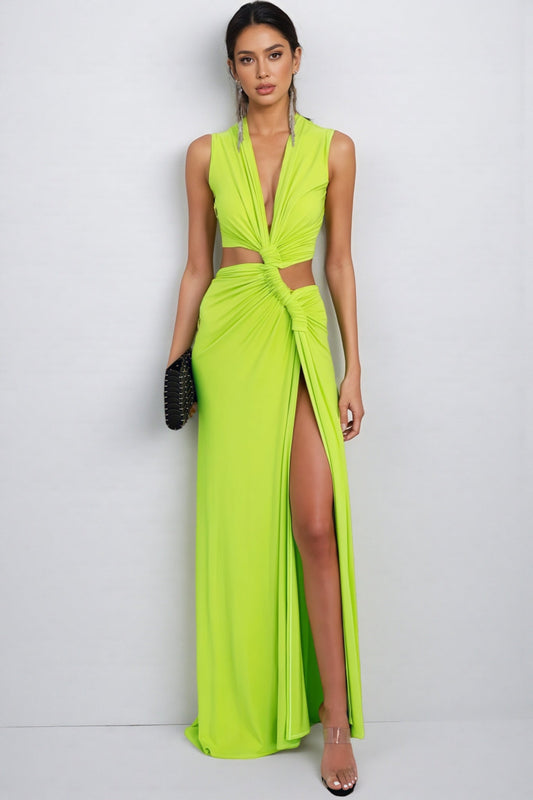 Amelia V-neck Cut-out Split Maxi Dress