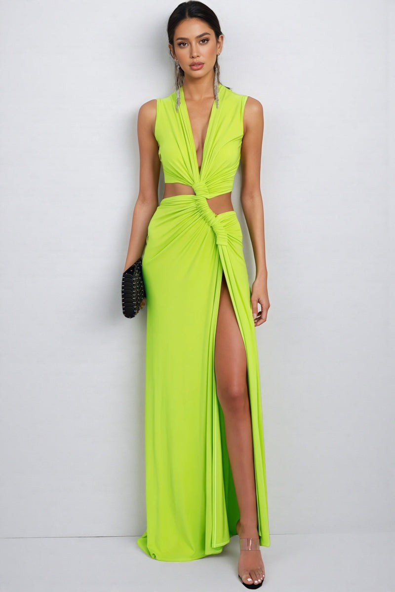 Amelia V-neck Cut-out Split Maxi Dress