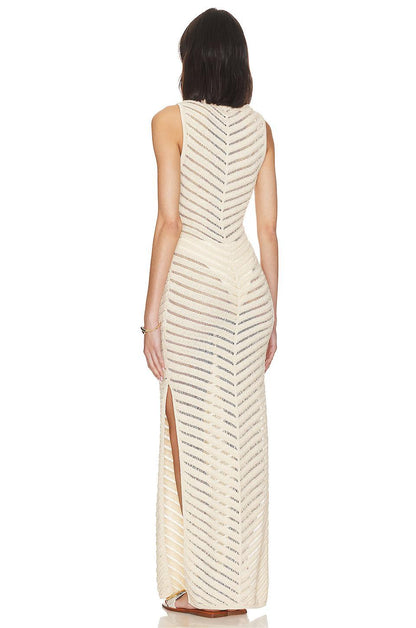 Knit Sleeve Split Midi Dress