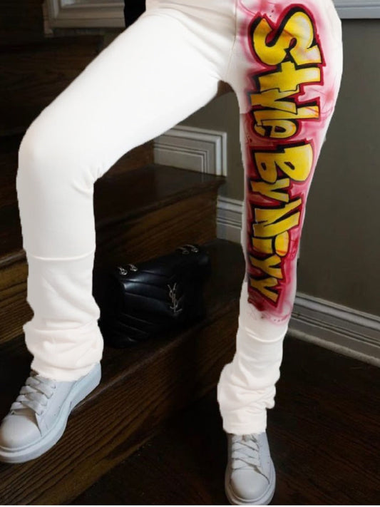 Graffiti Letter Print Pants At8015