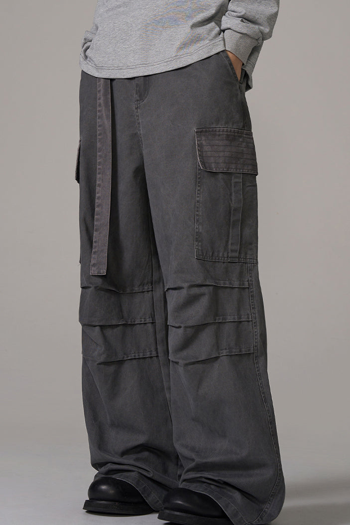 Two-tone Military Cargo Wide Leg Pants