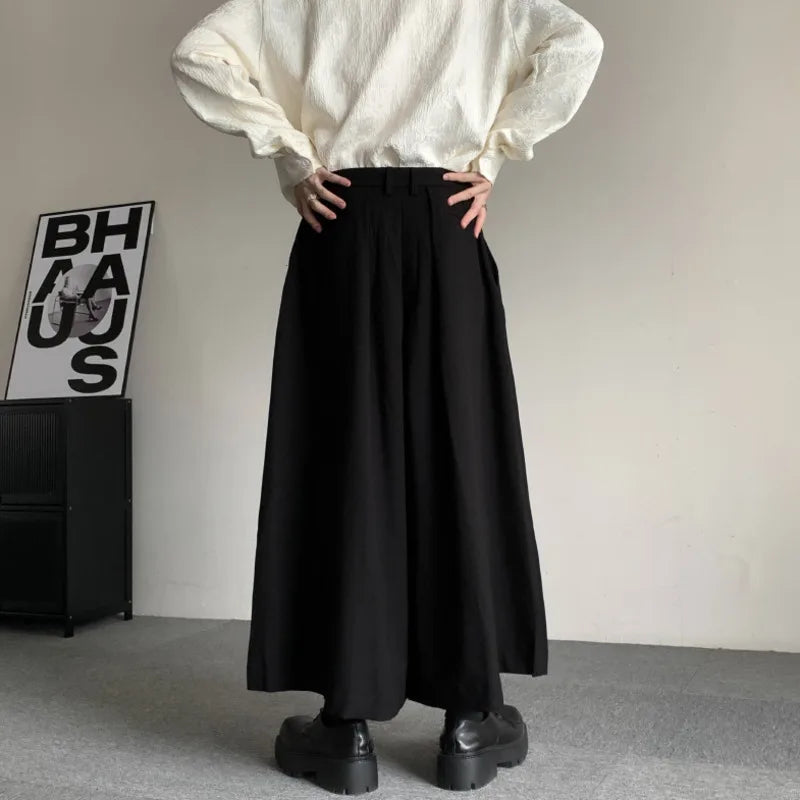 Pants Metal Button Patchwork Wide Leg Pants