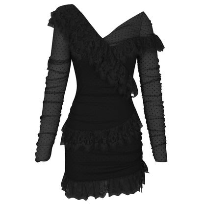 Off Shoulder Asymmetrical Frill Mini Dress Pp19409