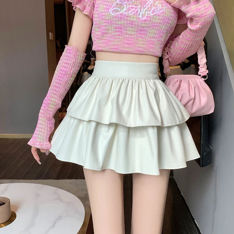 Ruffled Leather Gothic Skirt