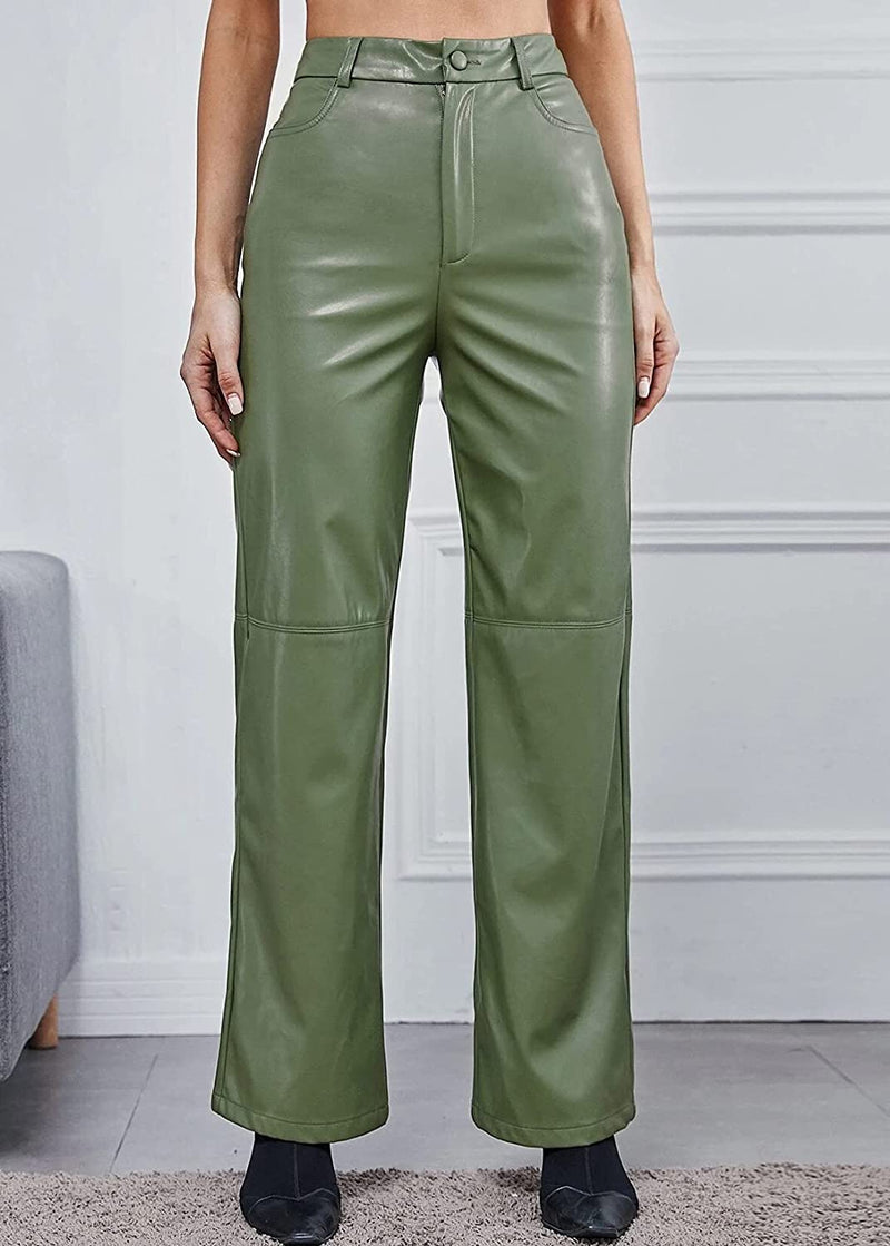 Pu Leather High Waist Pants