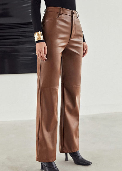 Pu Leather High Waist Pants