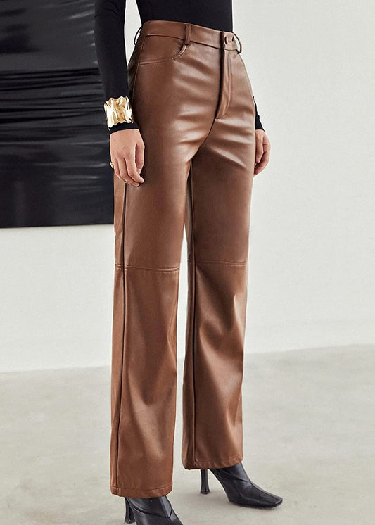 Pu Leather High Waist Pants