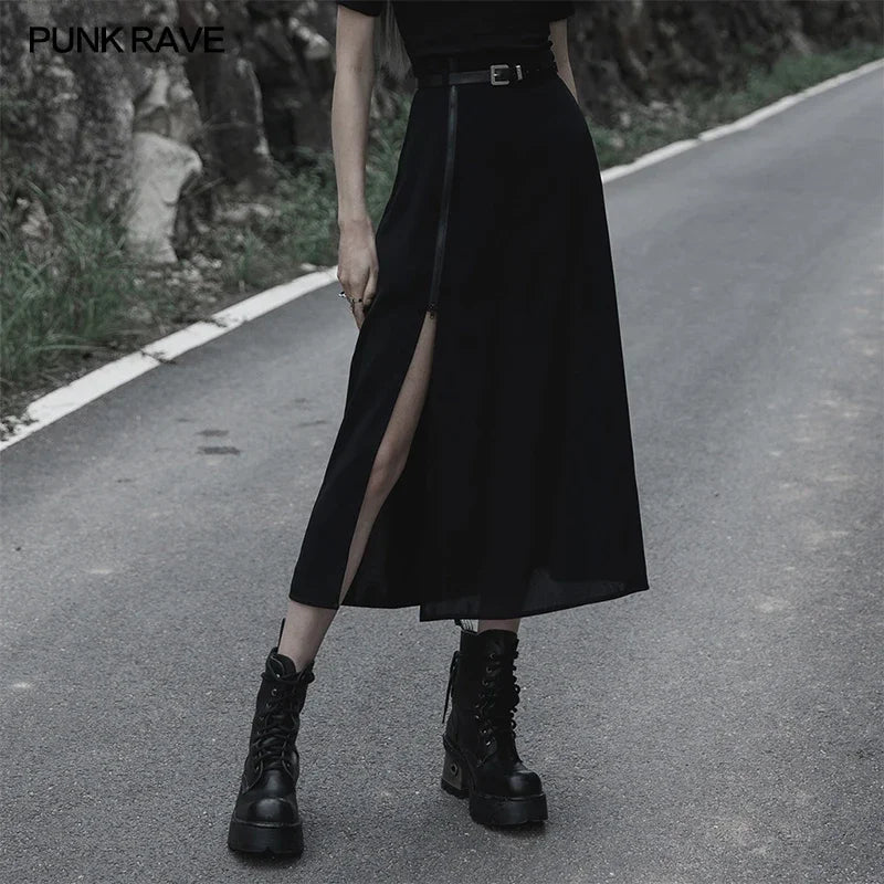 Minimalist Thin Two-wear a Pendulum Chiffon Half Detachable Belt High Waist Long Skirt