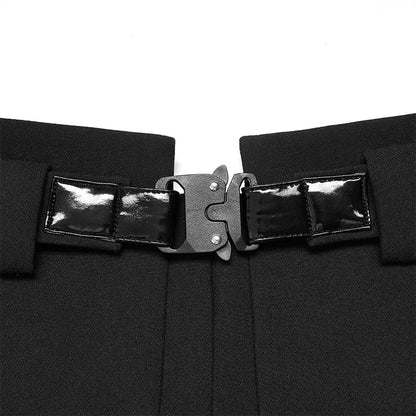 Collect Waist a Line Black Half Personality Mini Functional Buckle Decoration Skirt