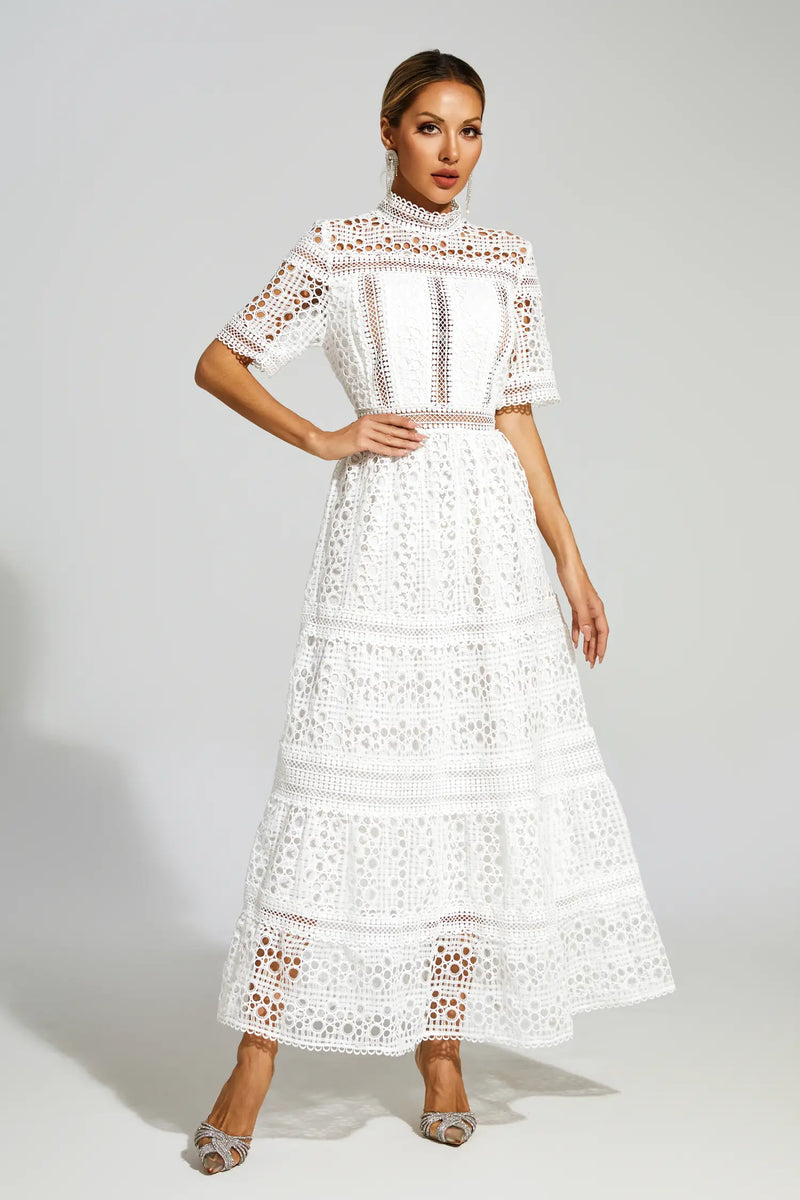 Paddy White Hollow Maxi Dress